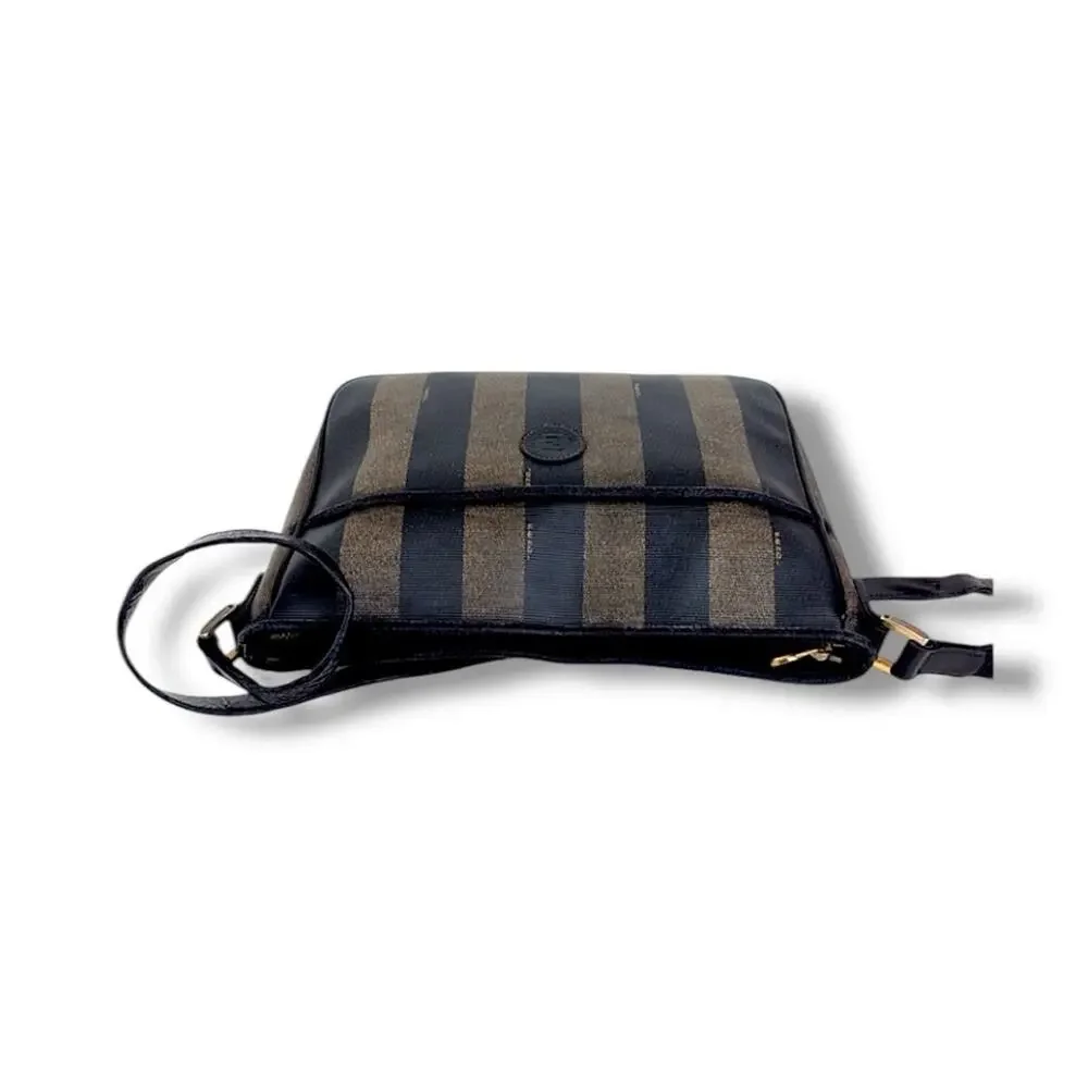 FENDI Black and Taupe Striped Crossbody or Shoulder Bag VTG